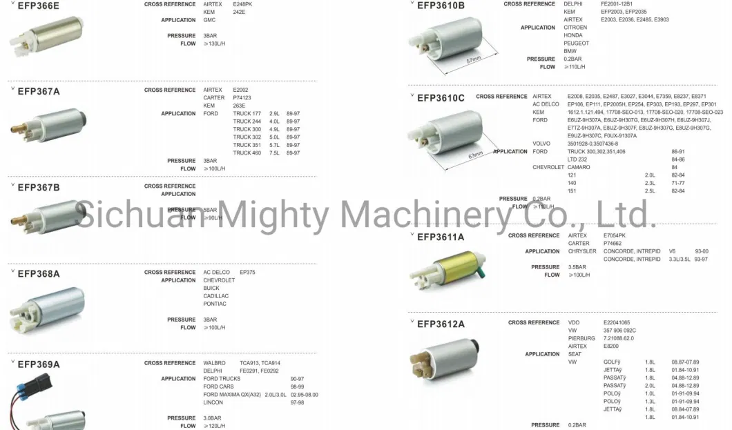 Good Performance Electric Fuel Pump Auto Spare Parts for Fuel System 87802238 837073630 84271407 Ent110311 321920064